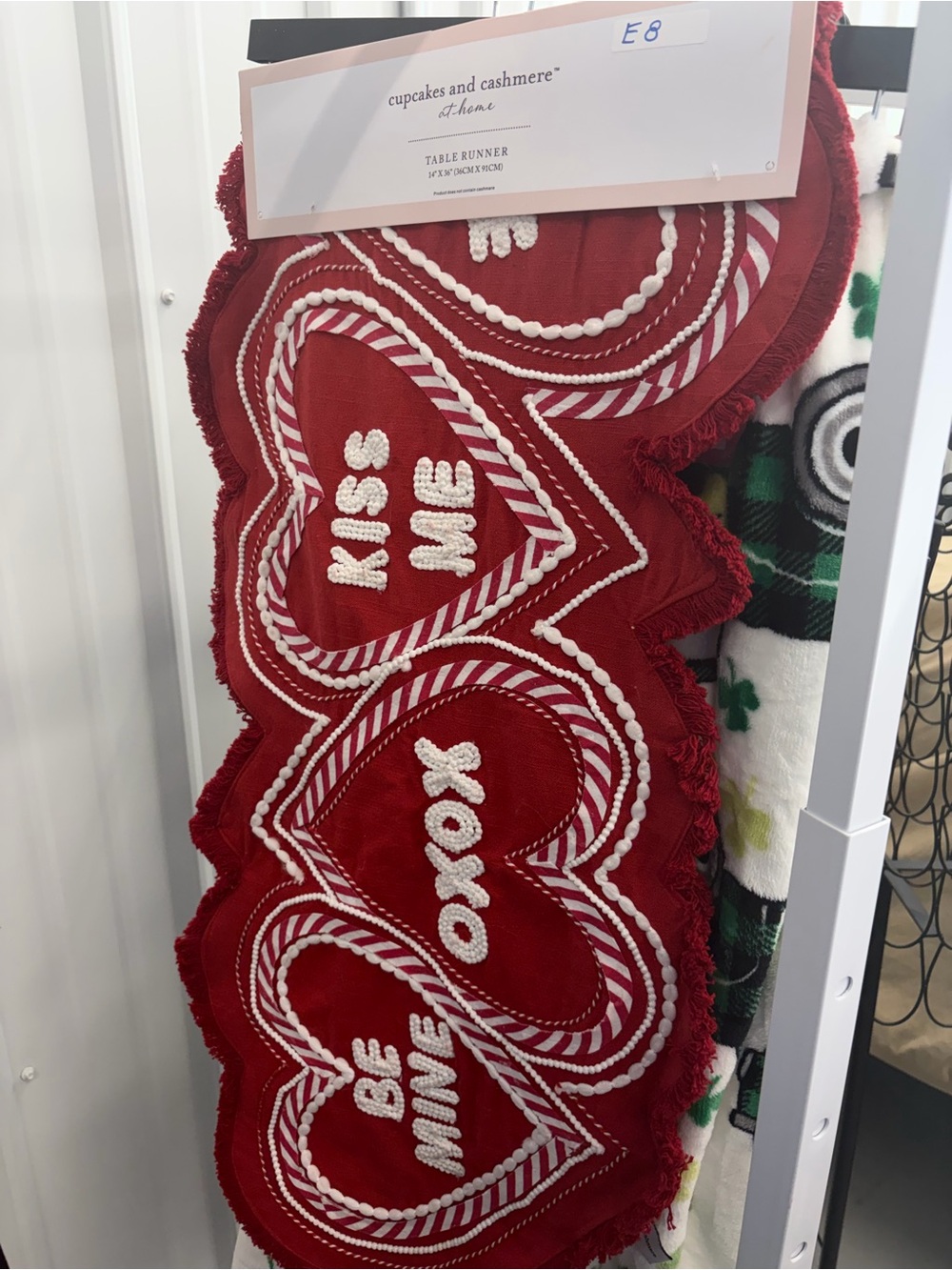 cupcakes & cashmere Red Heart Embroidered Holiday Table Runner